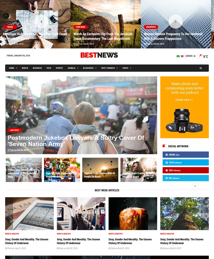 Best Free & Premium News, Magazine Joomla Templates 2020