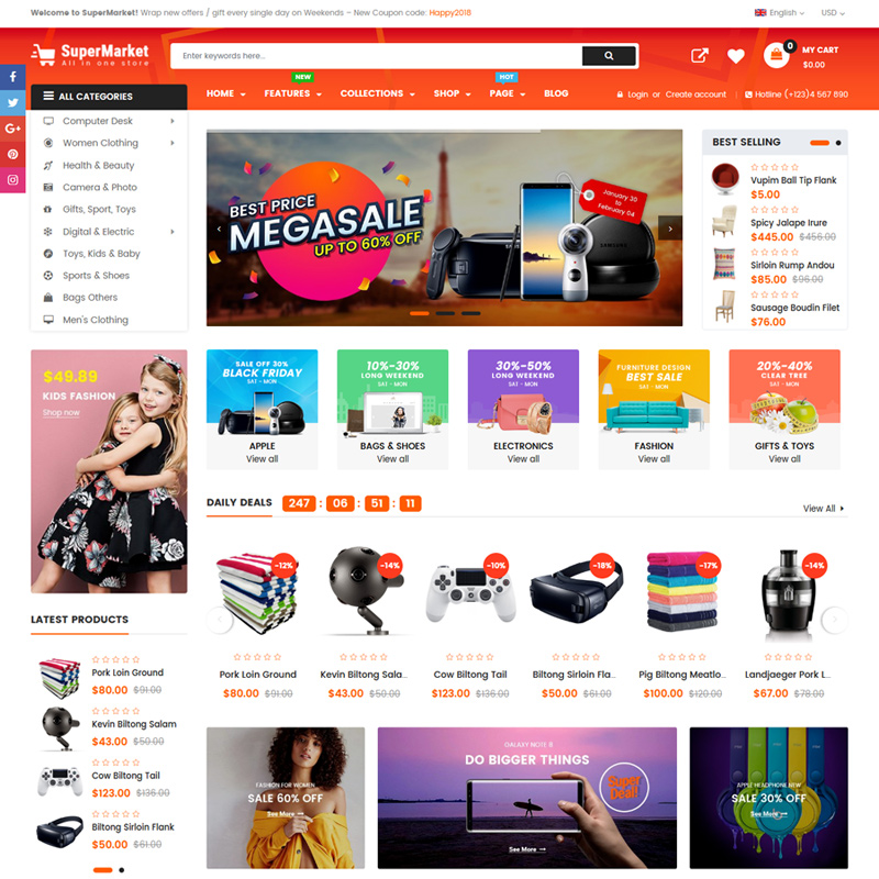 Best Free & premium Multipurpose OpenCart Themes 2019