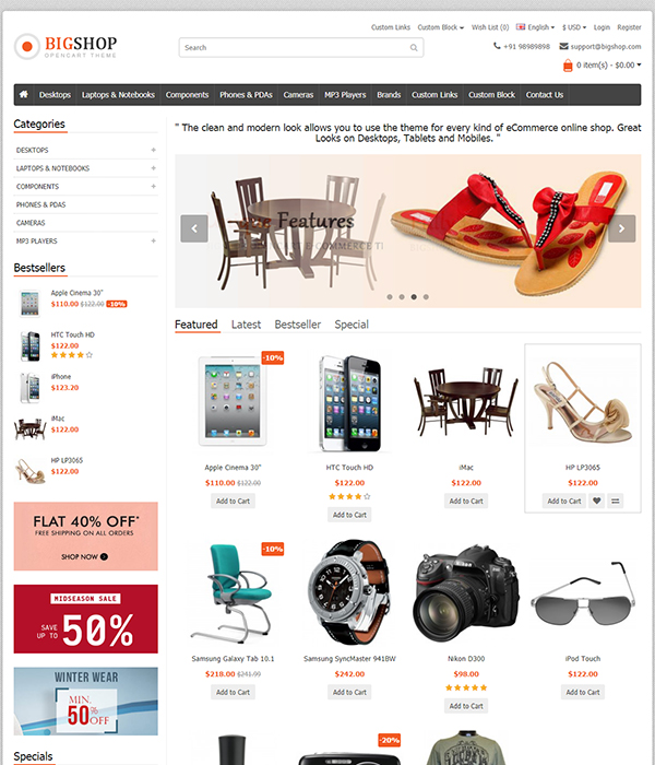 Best Premium Responsive OpenCart Theme - eMarket