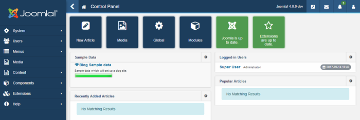 joomla 4 - backend overview