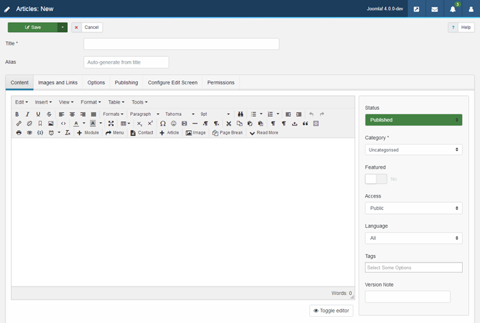 joomla 4 - create article