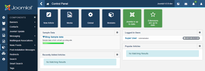 joomla 4 - left sidebar menu