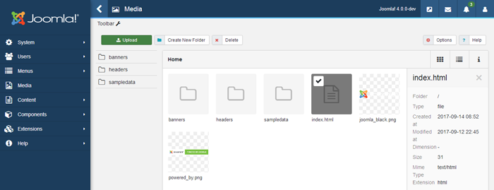 joomla 4 - media manager