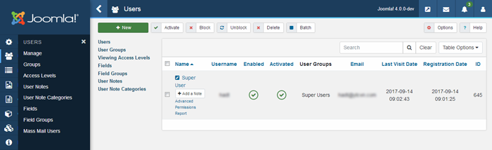 joomla 4 - user manager