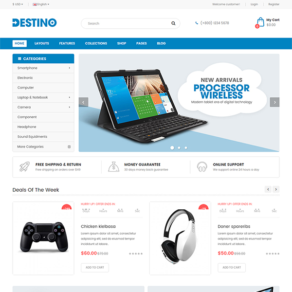 Premium Responsive OpenCart Theme - Destino