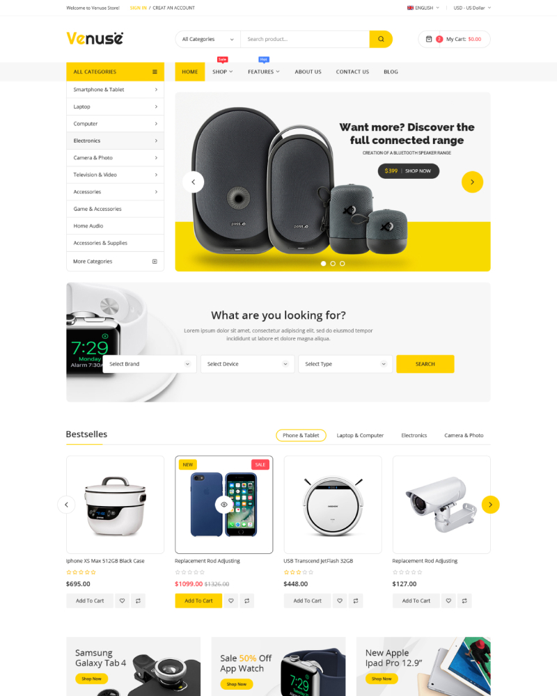 Venuse - Responsive Hitech/Digital Magento 2 Store Theme