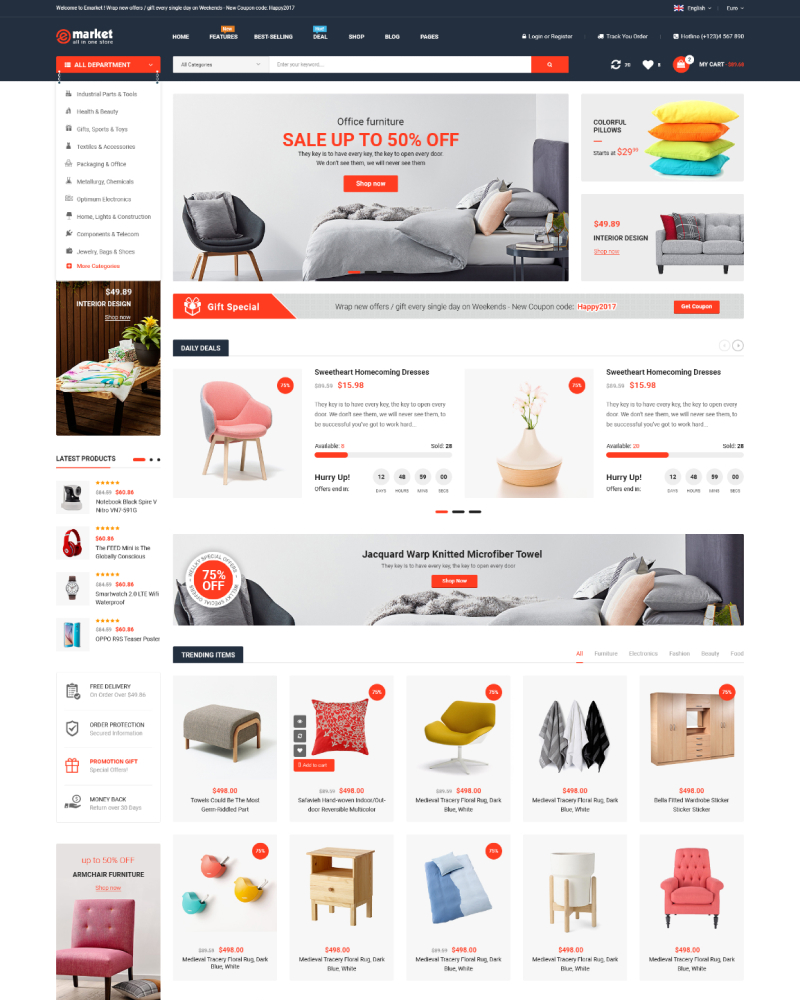 eMarket - Responsive & Multipurpose Sectioned Drag & Drop Bootstrap 4 Shopify Theme