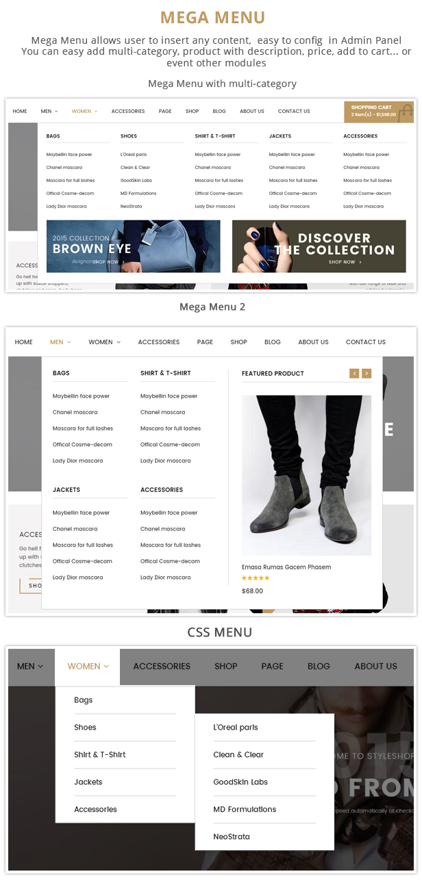 Styleshop - Menu styles