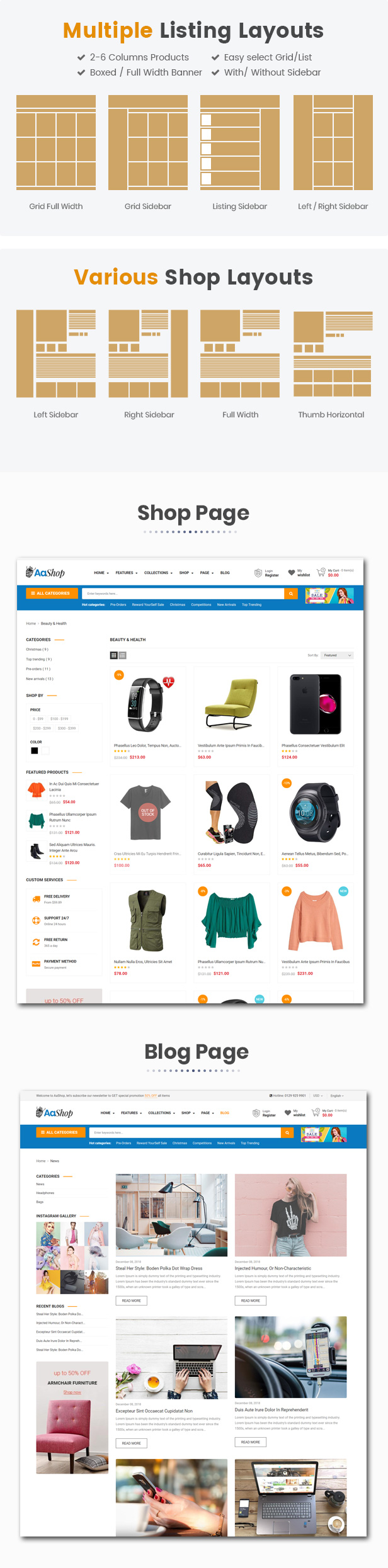 AaShop -  Multipurpose Responsive Shopify Theme with Sections