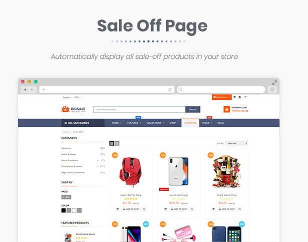 BigSale - The Clean, Minimal & Unlimited Bootstrap 4 Shopify Theme (20 HomePages)