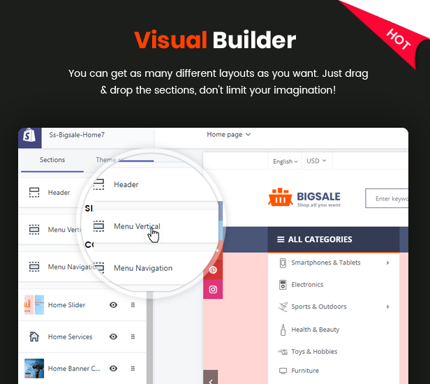 BigSale - The Clean, Minimal & Unlimited Bootstrap 4 Shopify Theme (20 HomePages)
