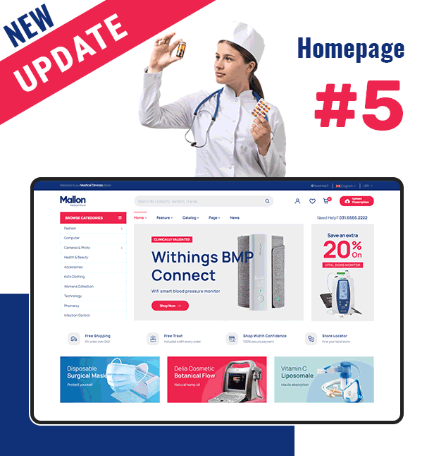 Mallon - Medical Store, Health Shop eCommerce Shopify Theme