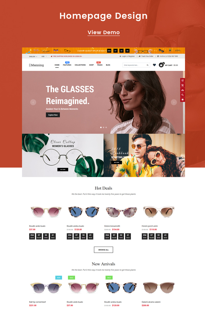 Ss Manning - Multipurpose Sections Glasses Shopify Theme