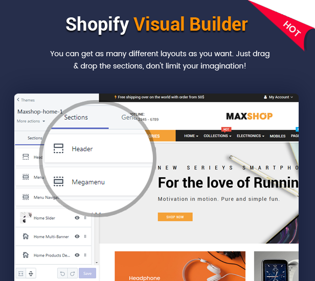 Maxshop - Best Drag vs Drop Shopify Theme for Online Store