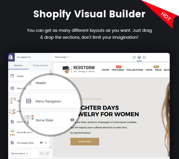 RedStorm - Creative Drag & Drop Sectioned Responsive Shopify Theme