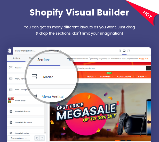 SuperMarket - Responsive Drag & Drop Sectioned Bootstrap 4 Shopify Theme
