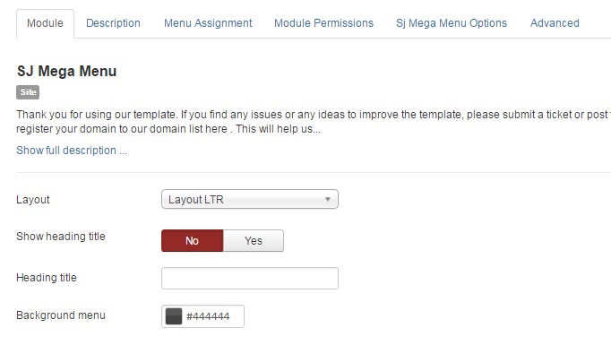 configure mega menu module