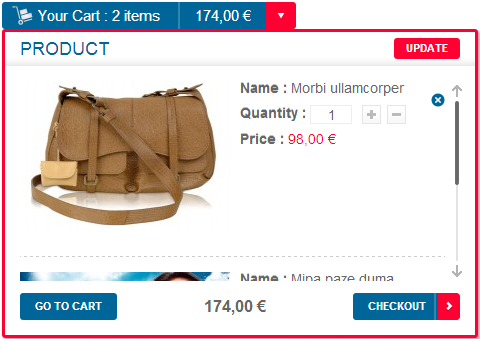 Mini Cart Pro for HikaShop 2 items added to cart