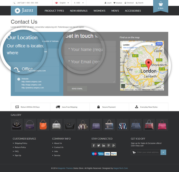 Janu - Contact us page