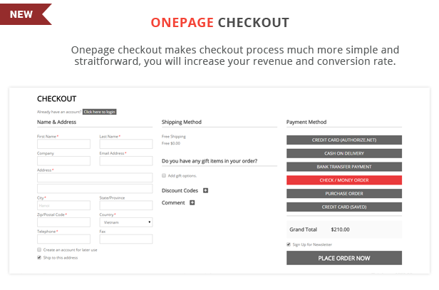 Shoppy Store - Onepage checkout