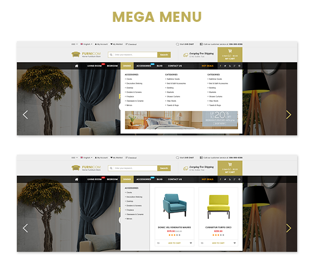 Furnicom WordPress Theme - Menu styles