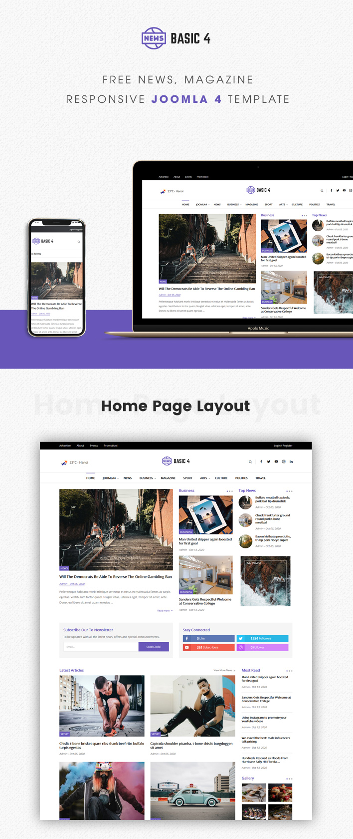 Sj Basic4 - Responsive Free Joomla 4 Template