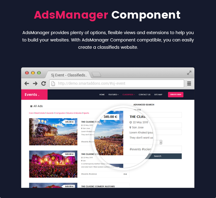 Sj Event - Elegant Ad Board, Classified Joomla Template