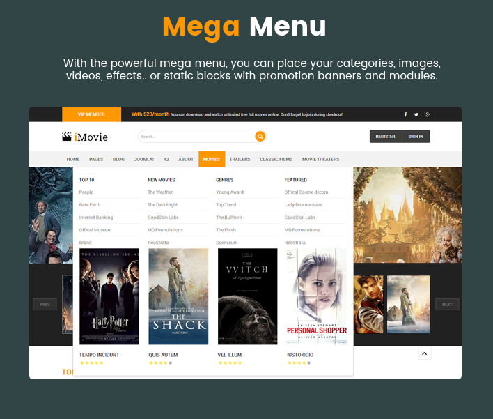 Sj iMovie - Responsive Movies, Entertainment Joomla Template