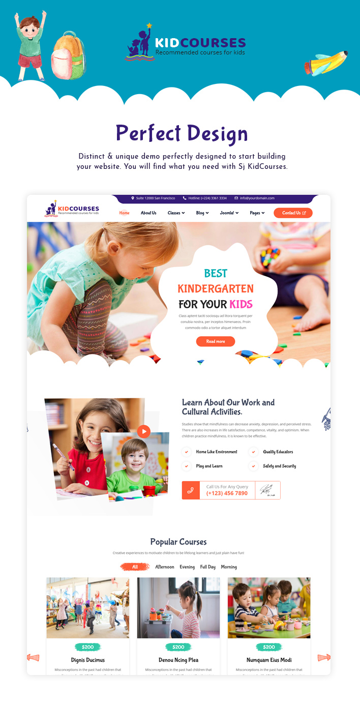 Sj KidCourses - Colorful Kindergarten and School Joomla Template