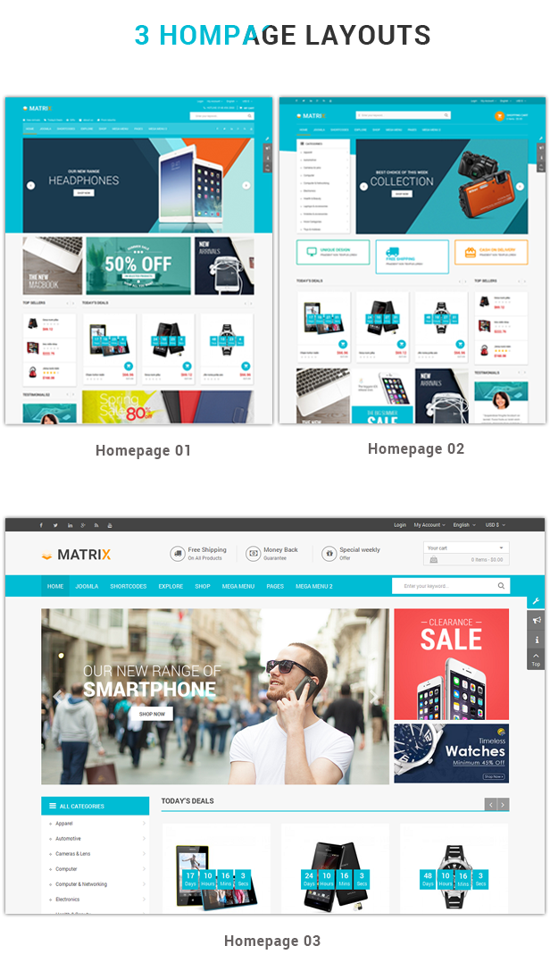 4 homepage layouts