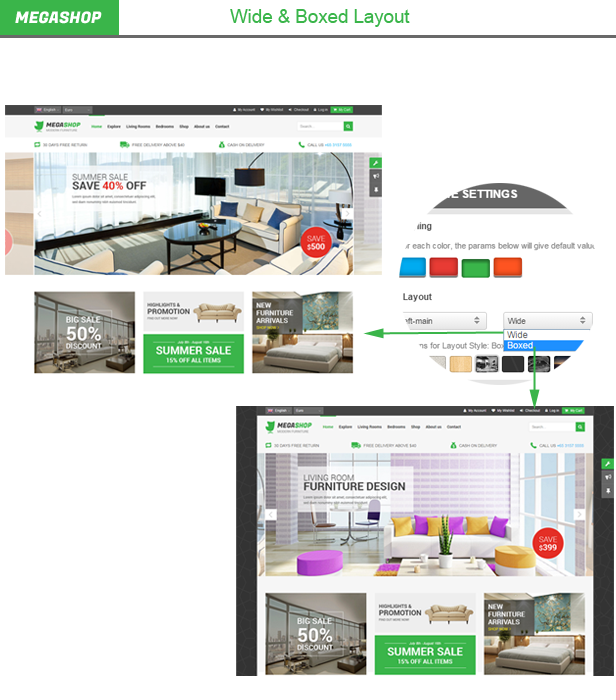 Megashop- Boxed and Wide layout