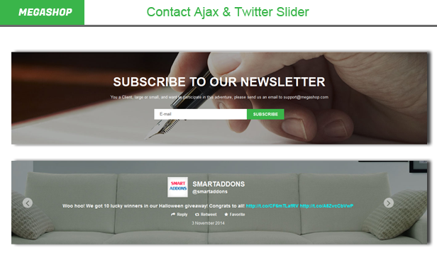 Megashop- Twitter Slider & Contact Ajax