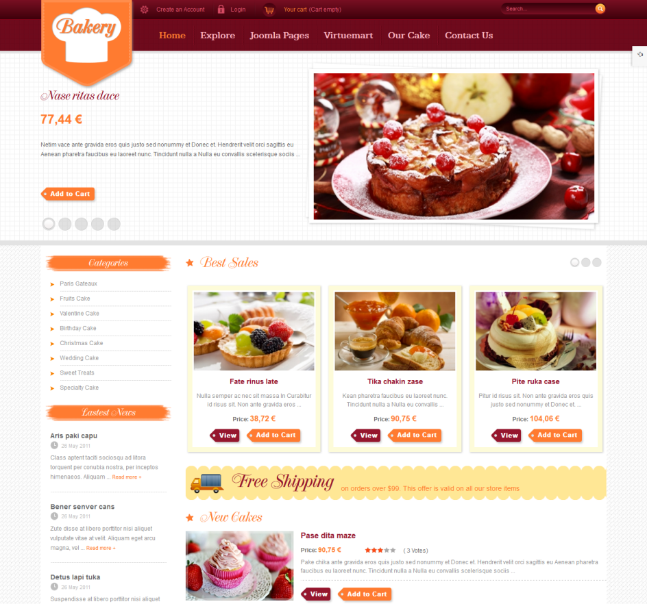 SJ Bakery - Responsive VirtueMart Template 