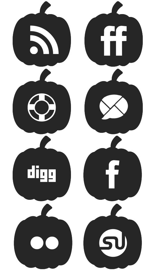 Halloween Pumpkin Social Media Icon Set