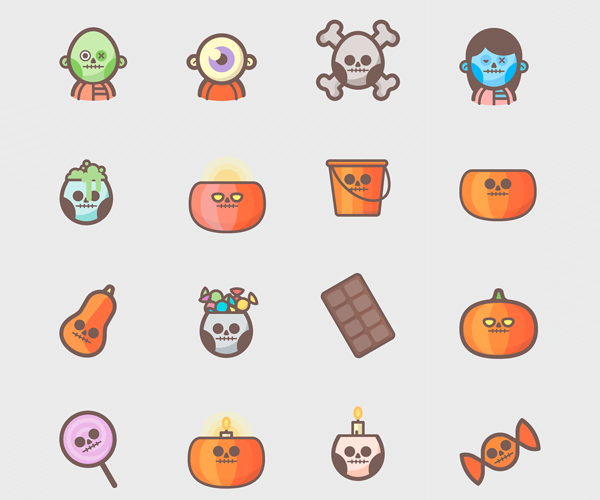 Halloween Pumpkin Social Media Icon Set