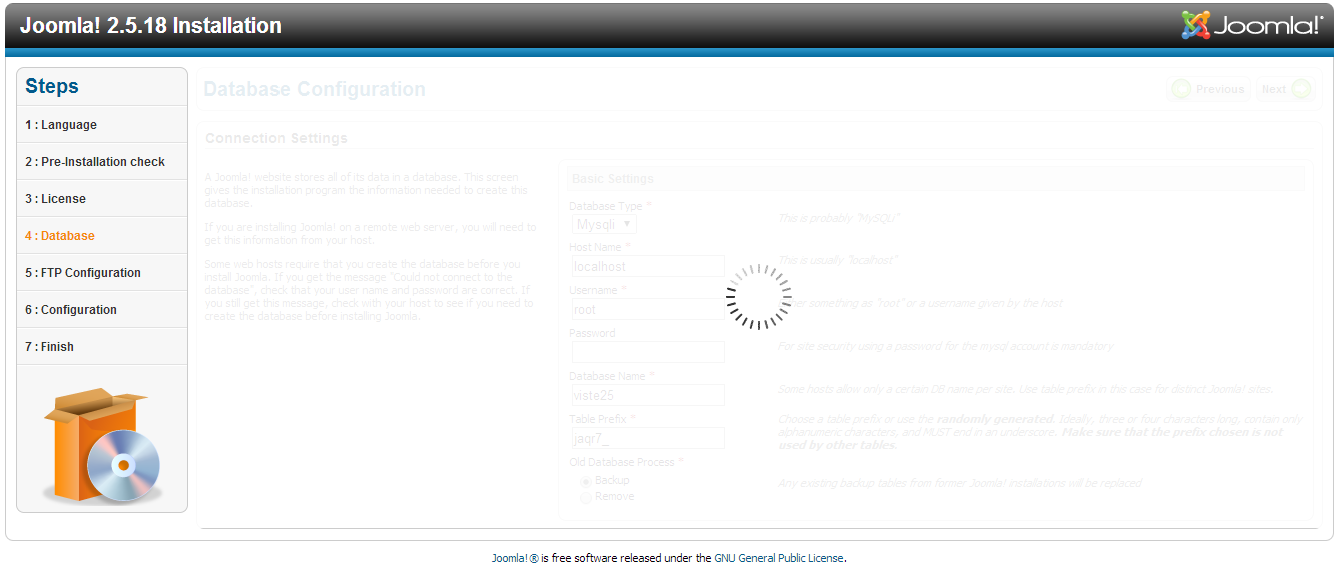 never-ending database installation