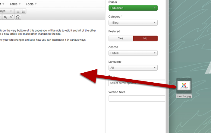 Joomla 3.5 - Drag-and-Drop Image
