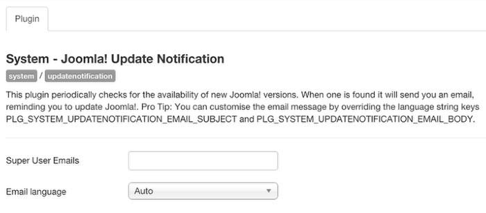 Joomla! Update Notification