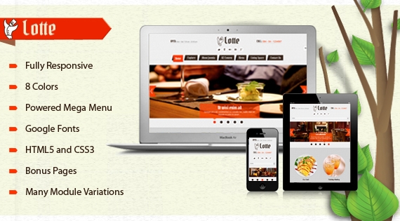 SJ Lotte - a greatet template for the restaurant, hotel or tourism website