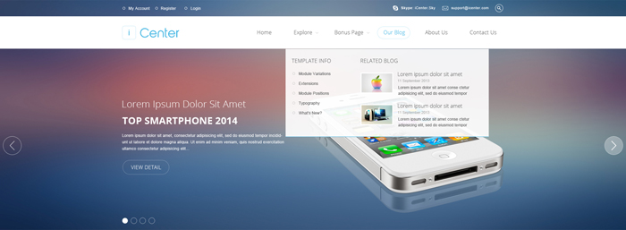 Preview SJ iCenter - Responsive Joomla Template