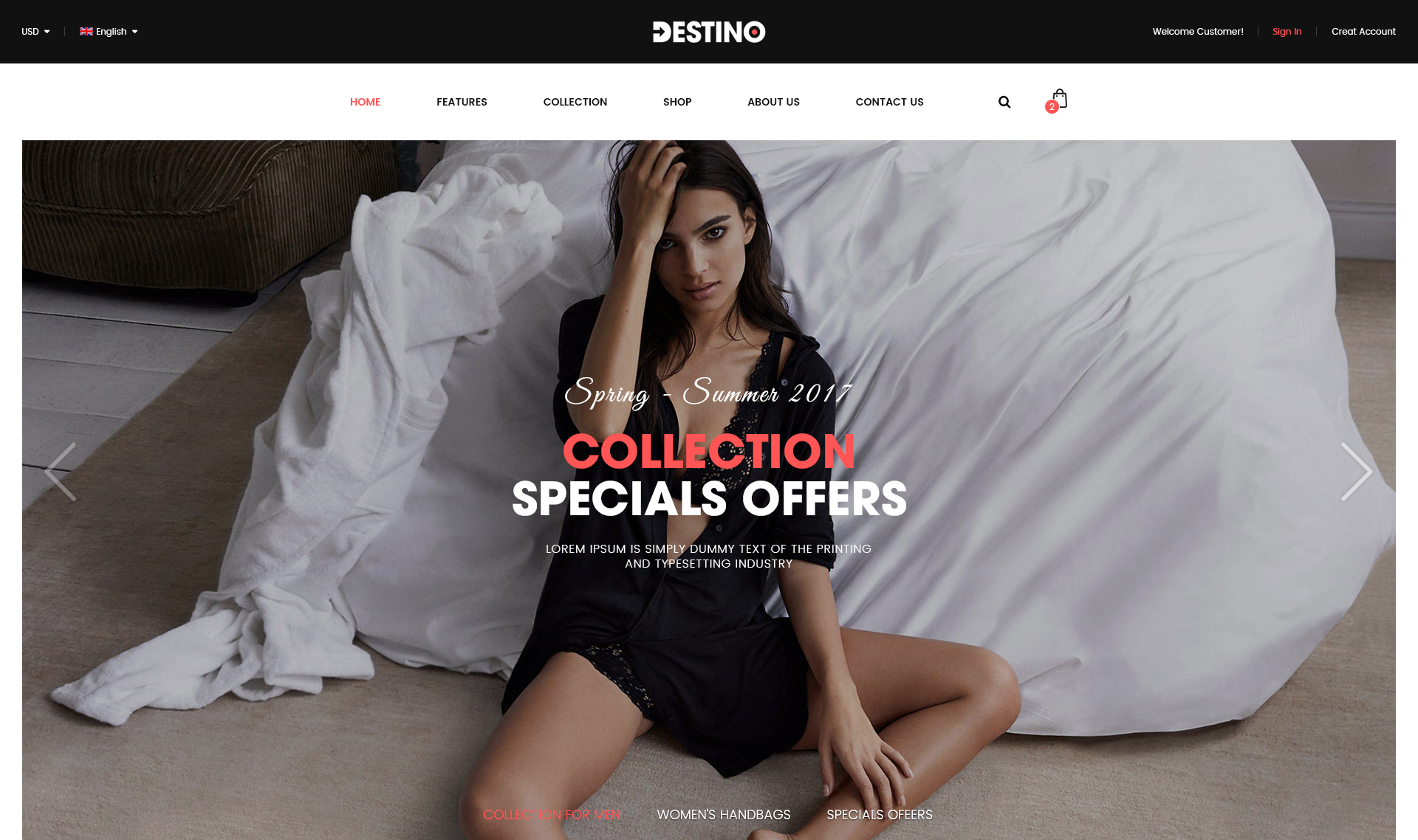 Bold Typography in Destino Theme